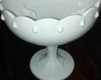 Vintage White glass compote