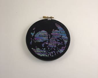 Handcrafted Jeweled Cross-Stitch Skull
