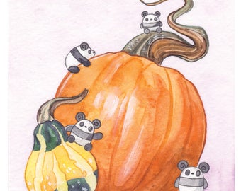 Pocket Pandas® - Autumn Gourds - 8.5x11 Print