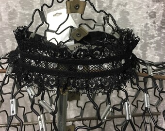 Black Lace and Rhinestone Head Band