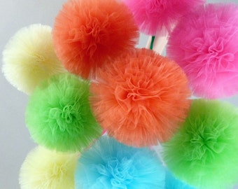 Tulle Pom Poms Ball Centerpiece, 12-Inch, 4-Piece