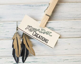 Leather Feather Earrings