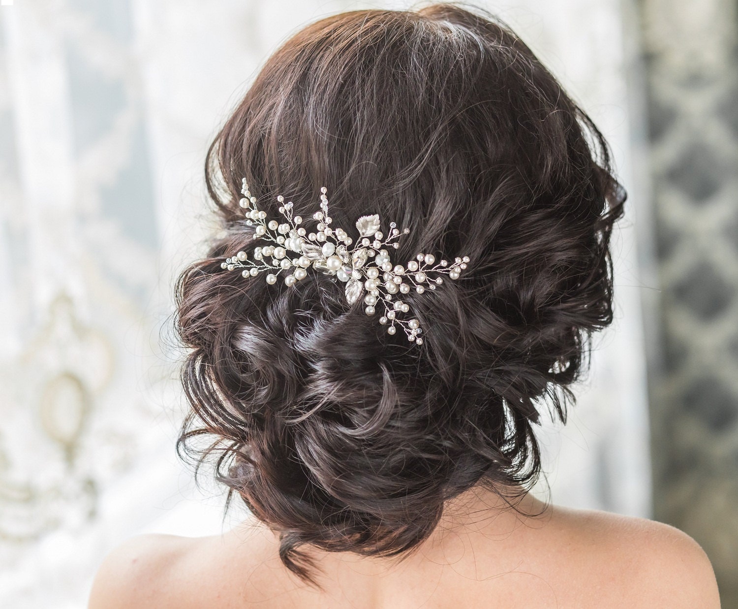 Bridal Hair Comb with Swarovski Pearls Bridal Headpiece Bridal