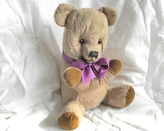 Antique Chubby Bear - 12" 1930's Mohair Teddy Bear with Working Squeaker