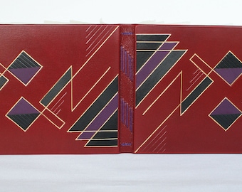 RESERVED please Do Not buy, Leatherbound Sketchbook, 100% cotton art-paper, longstitch journal, artist sketchbook, marbled paper, Art-Deco