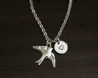 Swallow Necklace - Bird Lover Necklace - Simple Bird Necklace - Aviary Necklace - Aviarist Gift - Bird Watcher Gift-Sparrow Necklace - I/B/H