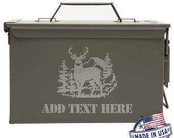 Deer in the Mountains Personalized Ammo Box Mens Cool Guy Gifts Father's Day Gift Ideas Personalized Grandpa Gift Groomsmen Hunter