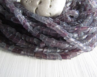 grey purple Glass beads, side cut irregular rondelle , small chip nugget indonesia 3 to 5mm thick x 6 x 9 mm (10 inch strd)6CB20-4