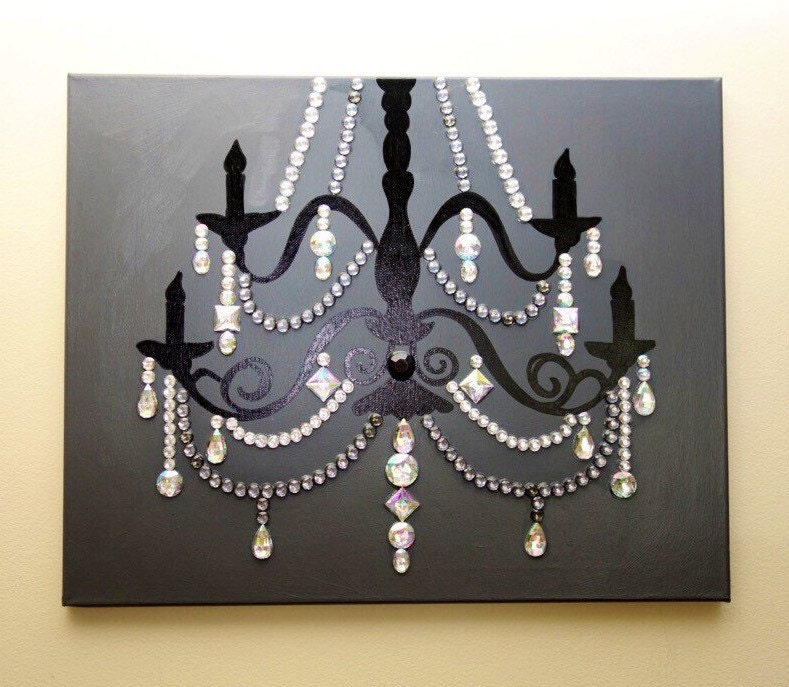 Grey Chandelier 20x16 Pop Art Black Silver Zoom