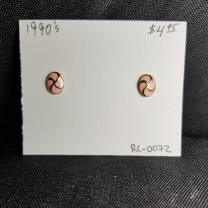 Earrings, pink and gold studs