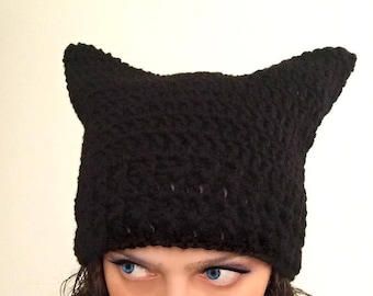 Pussy hat cat women's march pussyhat project impeach trump lgbt immigrant rights BLACK color bowling green massacre pink pussy hat liberal