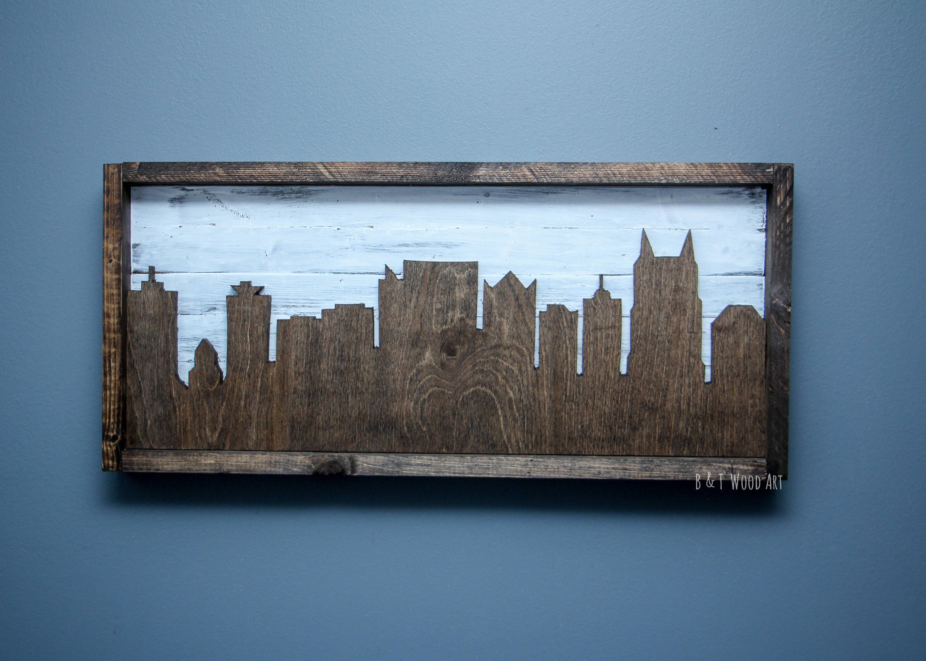 Nashville Skyline cut out Wood frame Tennessee Wall art