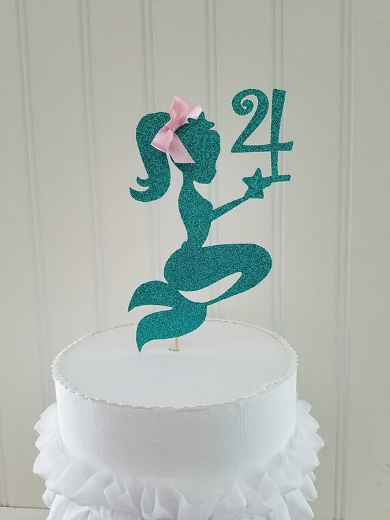 Mermaid Cake Topper Glitter Mermaid Topper Mermaid Cake