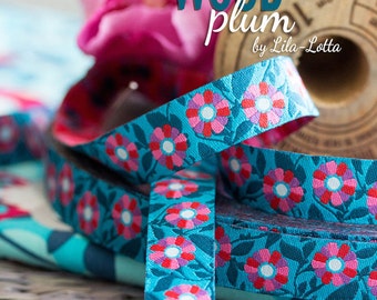 Jacquard Ribbon Trim "Carlitos WOOD, plum" by Lila-Lotta Design, 1 meter