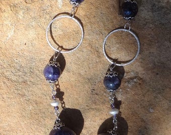Amethyst and Sterling Necklace--Sterling snake--Very GOT