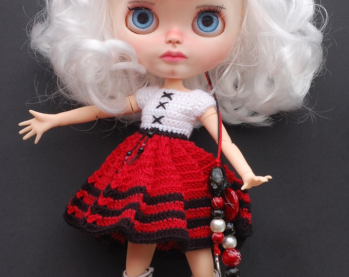 OOAK Custom Blythe doll. Handmade OOAK outfit, boots included.