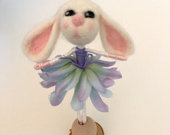 Chloe, a needle felted Bunny bendy doll with free shipping