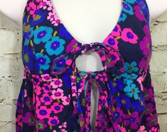 70s Maxi Halter Dress Floral