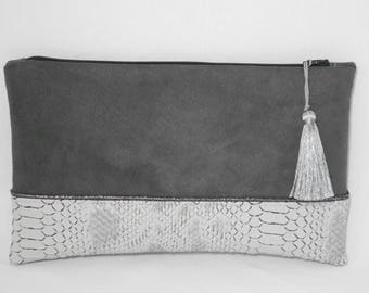 pouch/clutch/evening bag new year/Christmas/wedding/pouch suede/faux python leather