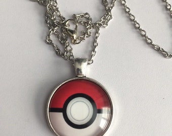 Pokemon Pokeball Cabochon Pendant Necklace-F37