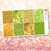 Green & Gold Yellow Glitter and Bokeh Full Box Planner Stickers (Erin Condren Life Planner Monthly Colors)