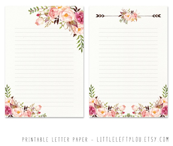 Printable Letter Paper Floral 2 stationery writing letter