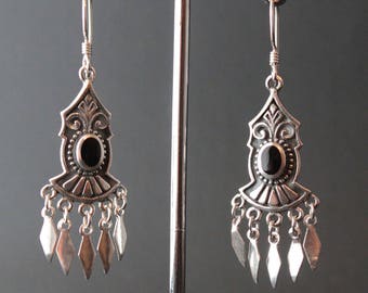 Sterling Silver and Onyx Earrings