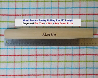 Baker Rolling Pin Wood French Pastry Personalized Engraved Name Nona Nonna Mom Gift Baking Tortillas Pizza Pie Gift Kitchen Utensil 12" Long