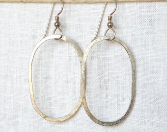 Sterling Silver - Oval Hoop Earrings