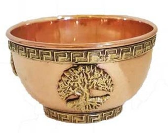 Tree Of Life Ritual Offering Bowl 3" Copper & Brass Wicca Pagan Ritual Ceremonial Altar Free Domestic Shipping!