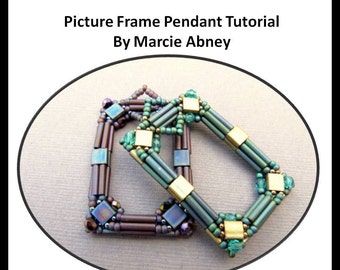 Beadweaving Tutorial - Picture Frame Beadwoven Pendant Tutorial Instant Download