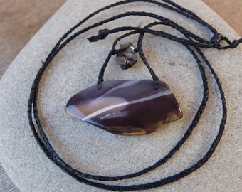 Large Mookaite & Smoky Quartz crystal necklace, natural stone jewelry handmade Australia macrame jewellery adjustable aubergine purple
