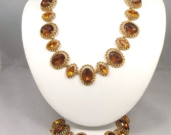 Elsa Schiaparelli Vintage Rhinestone Statement Necklace & Bracelet Set