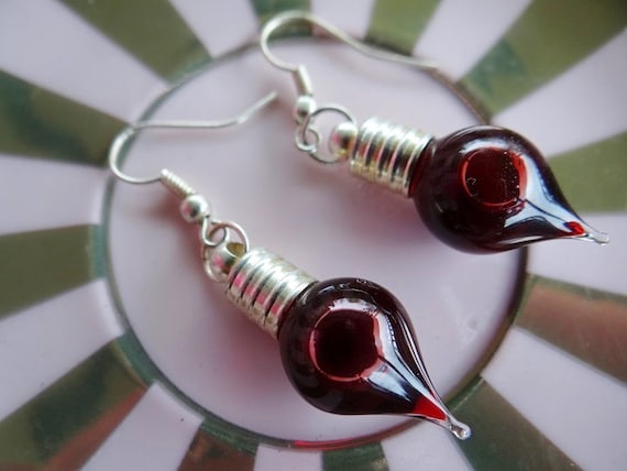 Blood Vial Earrings Vampire Bloody Horror Gore Halloween Goth Gothic Wicca Pagan Fantasy Wicca
