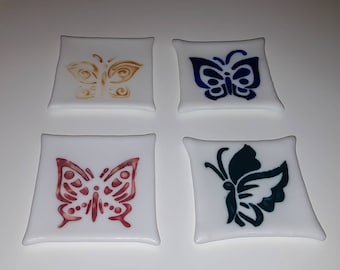 Butterfly Coasters - Handmade Set of 4 - Hand Painted