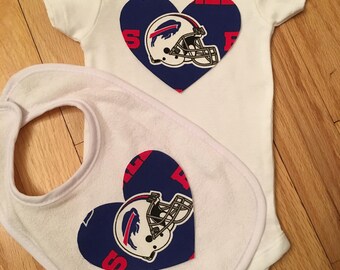 Buffalo Bills Heart Onesie and Bib Set