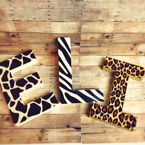 items similar to glitter dipped letters animal print letters self