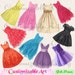 Girls Dress Clipart Digital Dress Clip Art Flower Girl Dresses Clip Art Formal Prom Dress Pink Fashion Clipart Cute Dresses Image Graphic
