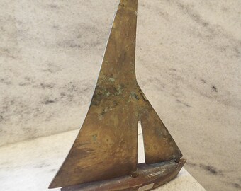 Vintage Enessco Solid Brass Sailboat