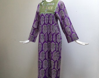 Nitya Blockprint and Embroidered Panel Maxi Dress from 1971, New & Unworn with Original Tag