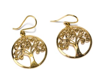 Brass Circle Tree of Life Earrings, Earrings handmade, Yoga Earrings, Nickel Free, Indian Jewellery, Gift boxed,Free UK post BG10