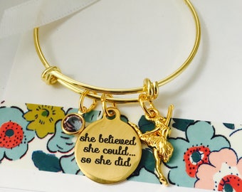 Dancer Bracelet, Gold Ballet Bracelet, Personalized Childrens Jewelry, Ballerina Bracelet, Personalized Name Bracelet, Little Girls