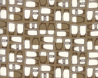 Farm Fun Milk Bottles in Chocolate Milk, Stacy Iest Hsu, 100% Cotton Fabric, Moda Fabrics, 20534 18
