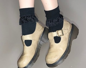 90s taupe leather doc marten mary janes size 6 uk 8 us