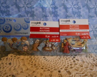 Nativity Scene/Wise Men/Angels Buttons - Three Packs