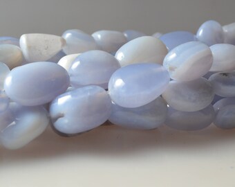 Natural Gemstone Chalcedony Beads Nutural Blue Color Nugget/Oval Shape Size Approx. 12x15-18mm #2004