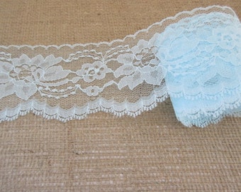 Light Blue Lace Trim Ribbon By the Yard 3" inch wide Floral Lace Flower Design Baby Shower Sewing Wedding Bridal Gift Basket Home Decor W94