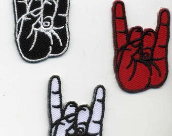 3 FESTIVAL METAL HORNS patch or sew appliques
