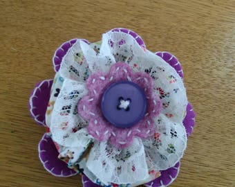 Lace and Ditsy Flower Fabric Brooch