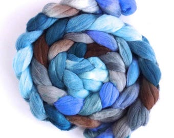 Glacier, Rambouillet Wool Roving - Hand Painted Spinning Fiber